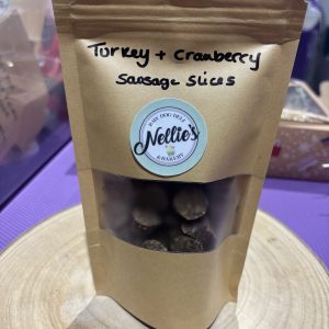 Xmas turkey & cranberry sausage slices